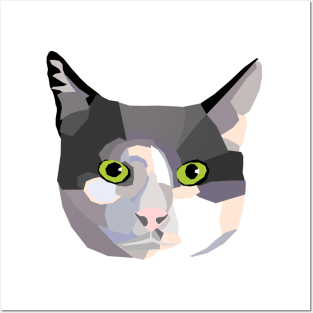 WPAP cat black and white Posters and Art